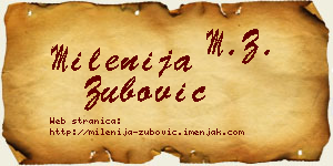 Milenija Zubović vizit kartica